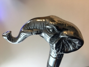 Spazierstock, mit Elefantenkopf, Nickel